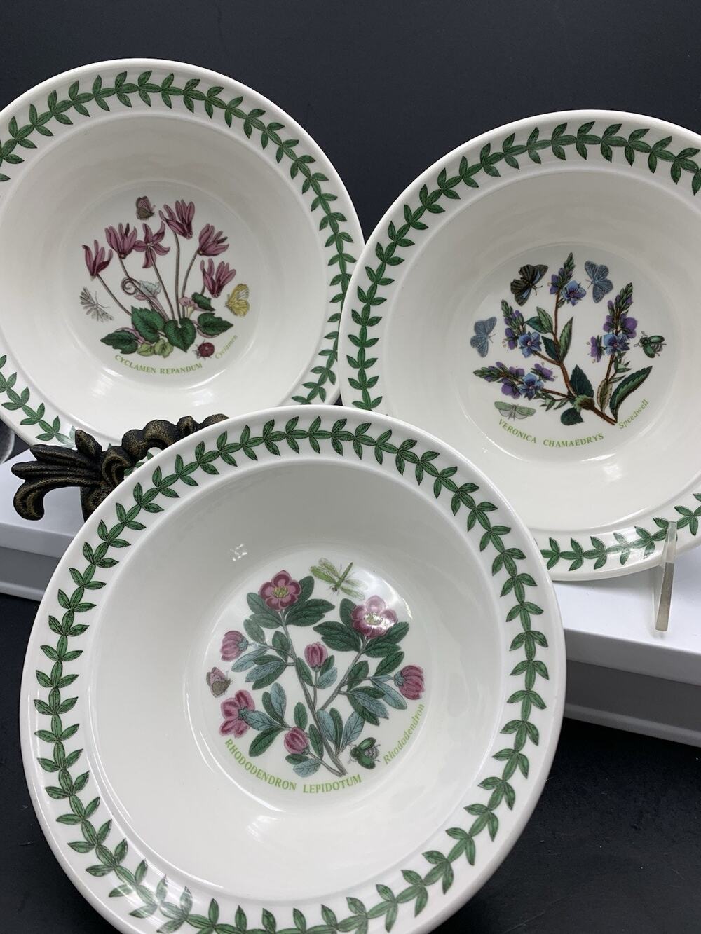 Set of 3 Portmeirion Botanic Garden Rimmed Cereal Bowls 6.50"